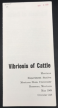 VTG 1968 Montana State College Vibriosis of Cattle Bozeman Circular 248 ... - £9.74 GBP