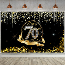 70th Birthday Party Decoration, Extra Large Black Gold Sign Poster 70th Birthday - £12.87 GBP