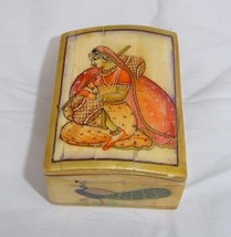 Antique looking decorative Hand painting Pills Box Wooden hand crafted bone box - £41.83 GBP