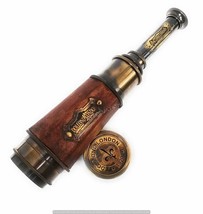 Nautical Brass 18 Spyglass Antique Telescope Wooden Anchor Halloween Box - $58.77