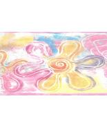 Dundee Deco BD6179 Prepasted Wallpaper Border - Floral Pink, Yellow, Blue Faux P - $14.69