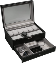 Watch Storage Boxes 12 Slot PU Leather Lockable Watch Storage Boxes, Men &amp; Women - £35.54 GBP