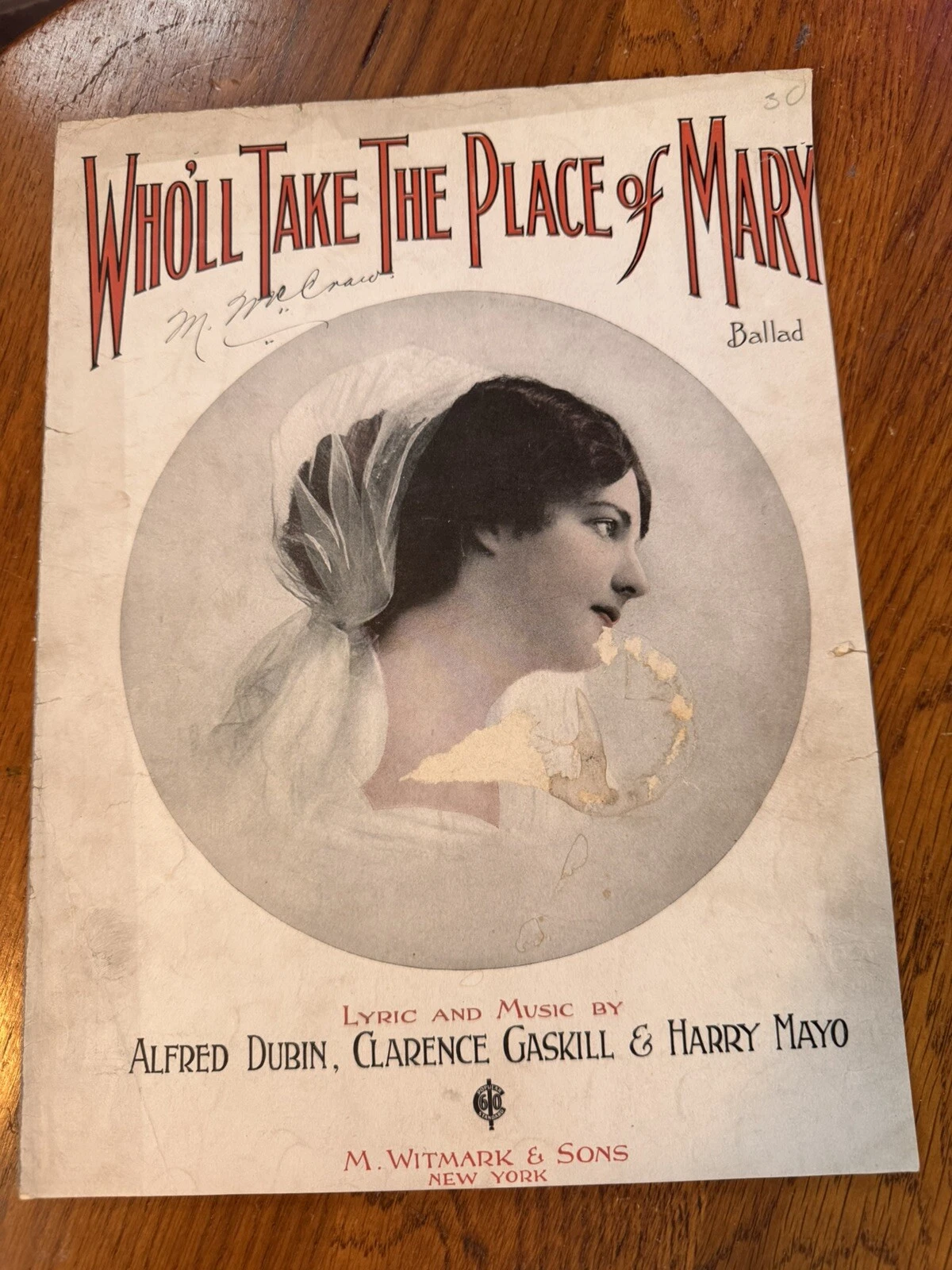 Who&#39;ll Take The Place Of Mary (sheet music) - $8.20 CAD