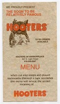 Hooters Menu Inner Harbor - £11.93 GBP
