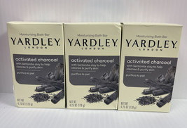 3 Bars Yardley London Activated Charcoal Moisturizing Bath Bar Soap 4.25 oz ea. - £13.29 GBP