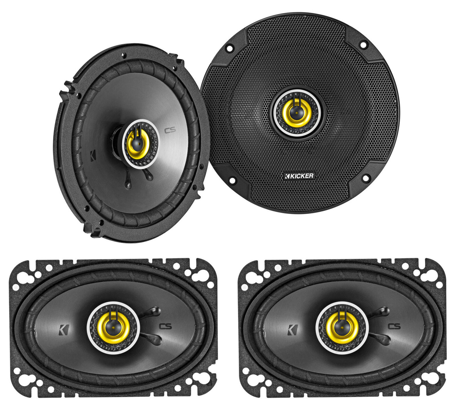 (2) KICKER 46CSC654 6.5" 300w Car Audio Speakers+(2) 46CSC464 4x6" 300w Speakers
