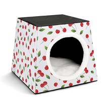 Mondxflaur Cherry Fruits Cat Beds for Indoor Cats Cave Bed 3 in 1 Pet House - £26.36 GBP
