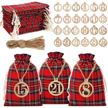 Christmas 24 Days Advent Calendar Xmas Countdown Wooden Numbers With 24 ... - £21.98 GBP