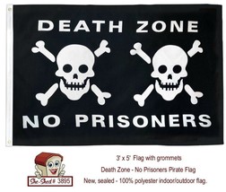 Death Zone Flag - No Prisoners Pirate Flag 3&#39; x 5&#39; Skull &amp; Crossbones Flag - £7.92 GBP