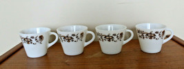 Pyrex England Brown Floral Vine Milk Glass Coffee Mug Cup Vintage Set of... - £84.88 GBP