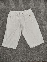 Sonoma Life + Style Pants Women 10 White Linen Cropped Capri Drawstring - £12.77 GBP