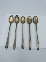 Lot 5 International Vintage New England Silver Plate Iced Tea Spoons &quot;Rosemary&quot; - £19.73 GBP
