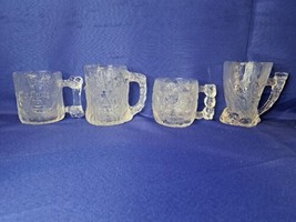 Vintage McDonalds Flintstones Glass Mug Cups Set of 4 RocDonalds great condition - £22.41 GBP