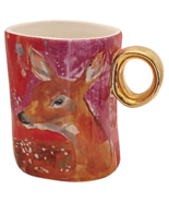 Anthropologie Winter Fauna Lauren Carlson Walcott Christmas Deer Faun Coffee Mug - $29.99