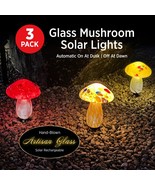 New Infinity X1 Glass Mushroom Landscape Solar Lights, 3-pack Red/Yellow/Orange - $89.95