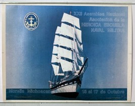 Vintage Poster Heroica Escuela Naval Militar Mexico Morelia - £53.31 GBP