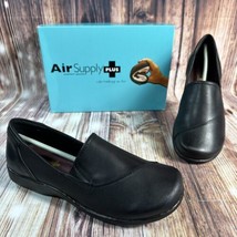 NEW Air Supply Plus POPPY Womens Size 8.5 W Black Leather Comfort Shoes ... - £22.35 GBP