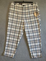 Ava &amp; Viv High Rise Cropped Taper Ankle Pants Cream Plaid size 16W - £13.24 GBP