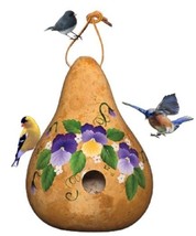 PANSIES GOURD BIRDHOUSE - Amish Hand Painted Flowers Bird House - $53.99