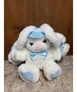 VINTAGE DAYTON HUDSON WHITE &amp; BLUE LONG EAR BUNNY RABBIT STUFFED ANIMAL ... - $27.42 CAD