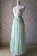 Green Floor Length Tulle Skirt Bridesmaid Plus Size Tulle Maxi Skirt Back-bow image 9