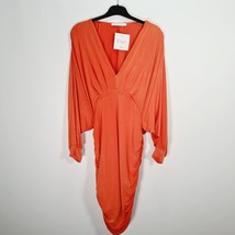 Judi Love - Bodycon Midi Stretch Dress Batwing Sleeve - Orange - UK 14 - $18.85