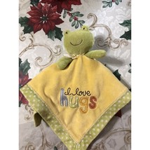 Carters Frog Security Blanket Lovey I Love Hugs Dots Yellow Green Satin ... - £13.47 GBP