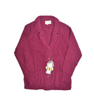 Vintage Helen Sue Cardigan Sweater Womens L Pink Acrylic Terry New Old S... - $28.74