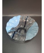 Sydenstricker Glass Fused Art Glass 6.75&quot; Ruffled Bowl Lt. &amp; Dark Blue S... - £16.77 GBP