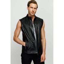 The Veyo Black Leathern Vest Men Jacket image 8