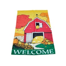 Fall Farm Welcome House Flag Barn Hay Pumpkins Large 28&quot; x 40&quot; Loft Country - £6.92 GBP
