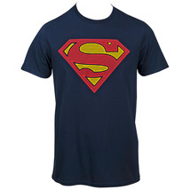 Superman Lined Symbol Navy T-Shirt Blue - £22.78 GBP+