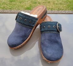 Born Womens Blue Brick Distressed Suede Slip On Clogs Shoes 8 w/original... - $48.56
