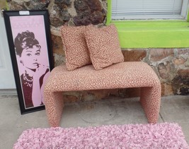 Custom Made Pink Leopard Print Bench &amp; 2 Matching Pillows 37&quot;L X 18&quot;T X 17&quot;W - £193.82 GBP