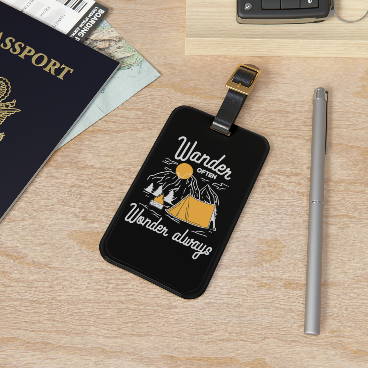 Acrylic Luggage Tag with Business Card Insert and Leather Strap - Lightweight Tr - $21.63