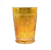 Vintage Carnival Glass Cup Iridescent Tumbler Water Marigold Orange Swirl - £35.14 GBP