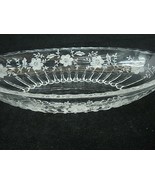 Vintage Clear Glass Oval Relish Dish with Etched Flowers Ribbed Bottom 1... - $14.10