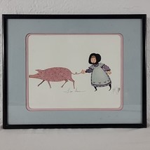 P Buckley Moss Limited Ed Print Amish Girl and Pig Signed 125/1000 Matted Framed - £59.94 GBP