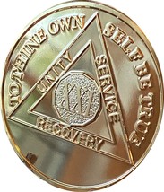 21 Year AA Medallion Large 1.5 Inch 22K Gold Plated Sobriety Chip - £7.77 GBP