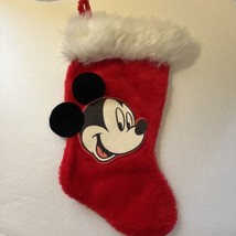 Vintage Mickey Mouse Face Soft Plush Christmas Stocking 19&quot; Felt Ears - £46.86 GBP