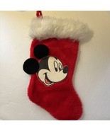 Vintage Mickey Mouse Face Soft Plush Christmas Stocking 19&quot; Felt Ears - £47.18 GBP