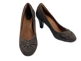 Clarks Artisan Heels Women 7N Society Ball  Shoes Brown Suede Bow Pleate... - $27.54