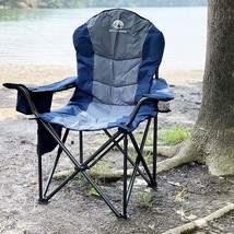 Adult Heavy Duty Camping Chair, Head And Side Pockets, Lumbar Back, Blue - £51.10 GBP