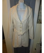Vintage Dogtooth White/Cream Wool Blend Lined Coat Size S Women&#39;s EUC - $156.75
