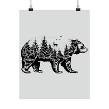 Enigmatic Forest Bear Matte Vertical Poster - Nature Inspired Wall Art f... - £11.51 GBP+