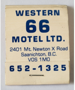 WESTERN 66 MOTEL SAANICHTON BRITISH COLUMBIA BC CANADA ADVERTISING MATCH... - $17.80 CAD