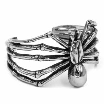 Spider Bracelet Silver Stainless Steel Tarantula Bangle Araneae Arachnid Cuff - £55.81 GBP