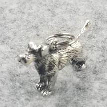 Puppy Dog Silver Tone Metal 1&quot; Mini Figurine Charm Keychain Animal Pendant.... - £7.90 GBP