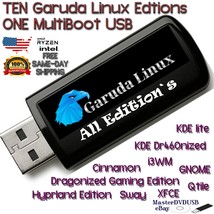 Garuda Linux 10-in-1 All Editions Multi-boot USB 32GB Fast Shipping US Seller! - £11.84 GBP