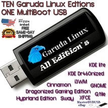 Garuda Linux 10-in-1 All Editions Multi-boot USB 32GB Fast Shipping US Seller! - £11.76 GBP